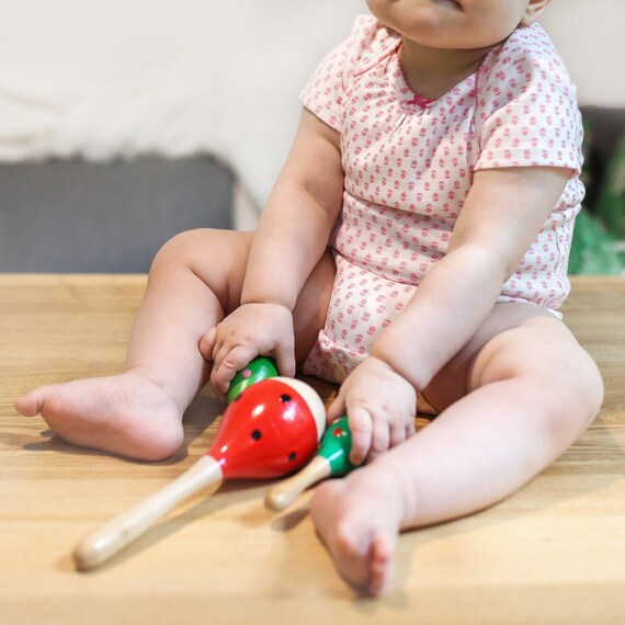 Baby Maracas Wood Maracas Baby Rattle Children Toys Baby Etsy