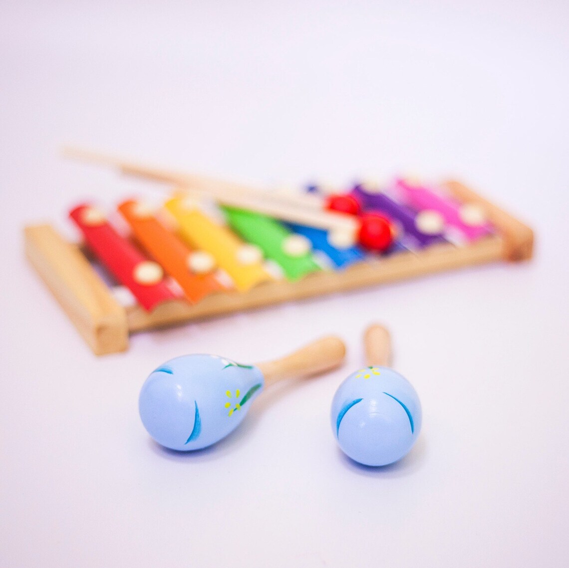 Blue wooden maraca for baby toddler Wooden Maracas Natural Etsy