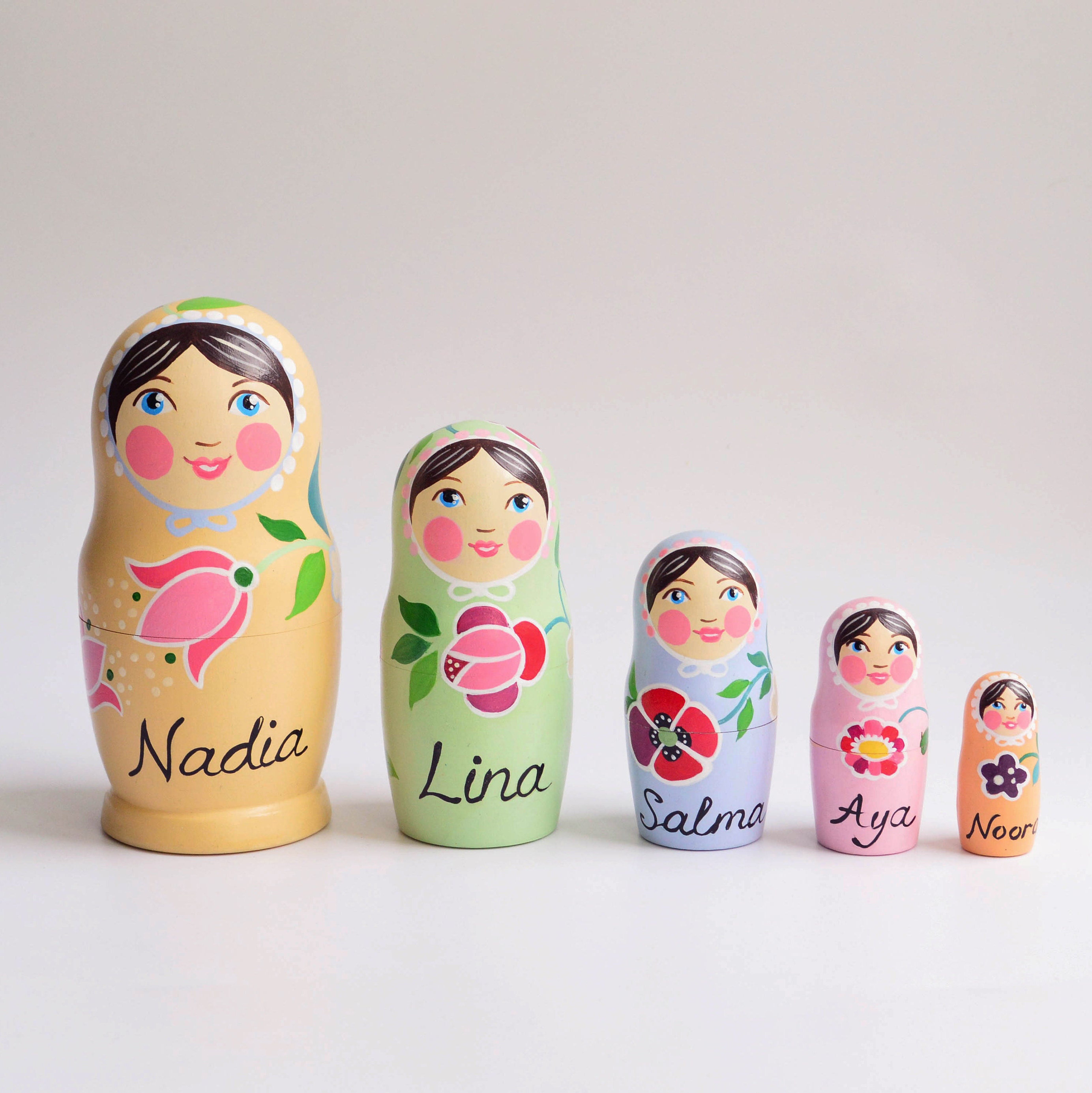 Custom Nesting Dolls Russian Matryoshka Floral Nesting Etsy