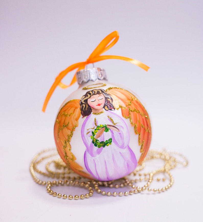 First Christmas Hand Painted Glass Ornament, Angel Bauble Personalise ...