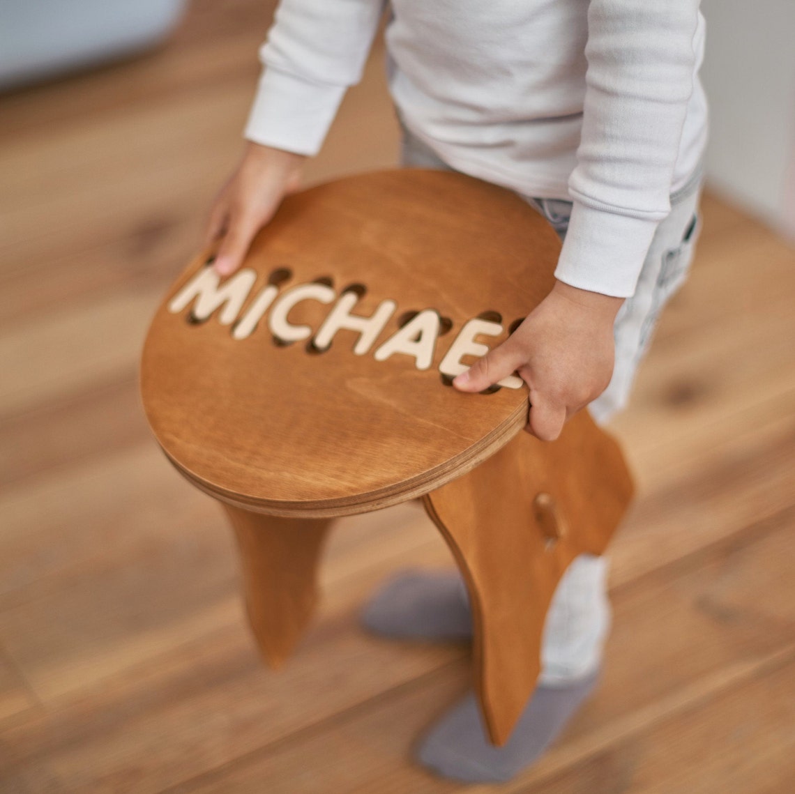Name Puzzle Stool Kids Step Stool Wooden Nursery Decor Etsy