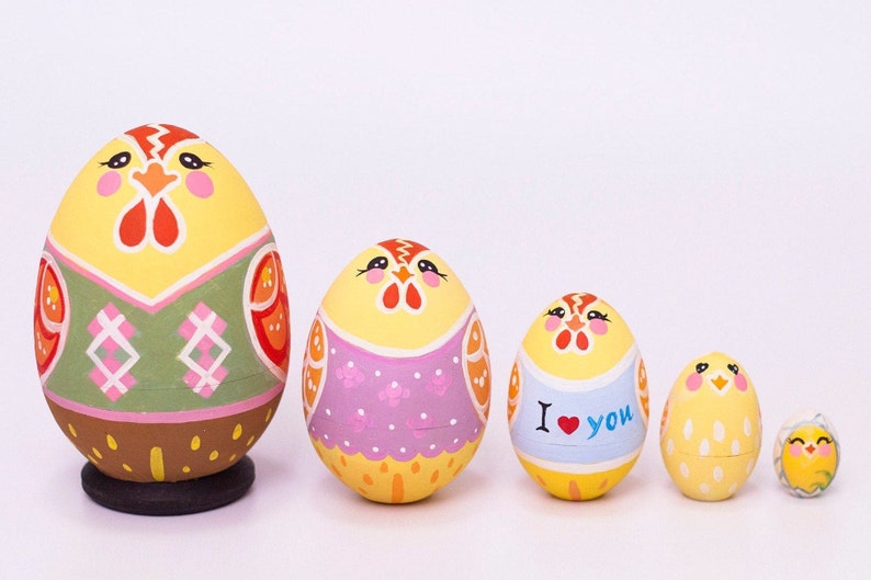 Easter Nesting Doll for Kids Chicken With Egg Easter Etsy