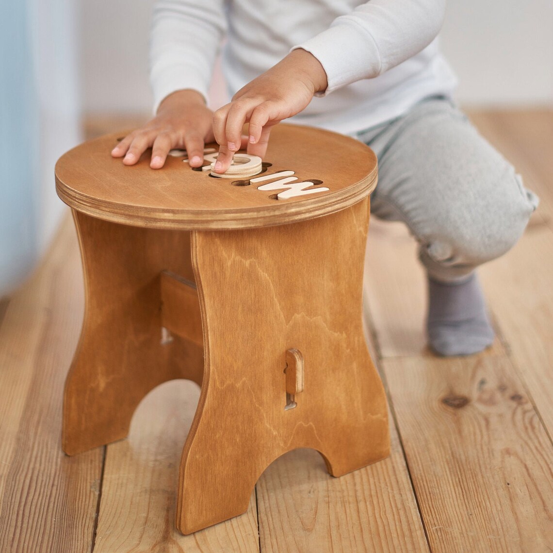 Name Puzzle Stool Kids Step Stool Wooden Nursery Decor Etsy