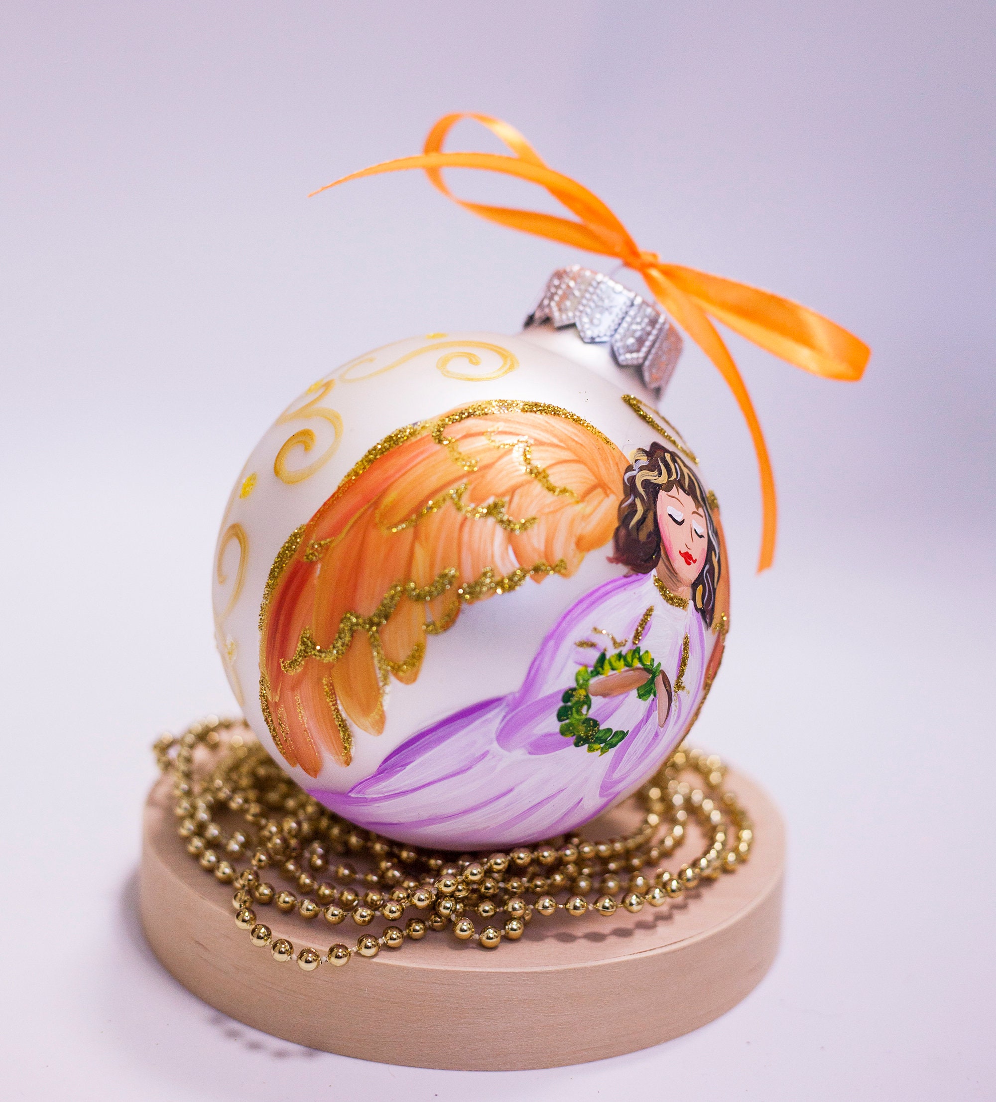 First Christmas Hand Painted Glass Ornament, Angel Bauble Personalise ...
