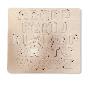 Wood ABC Puzzle Montessori Alphabet Puzzle Wood Letters - Etsy