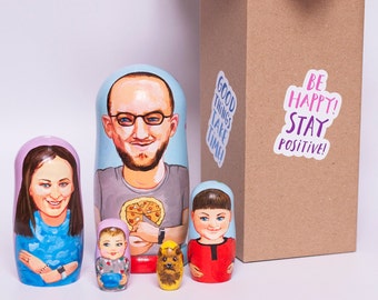 Benutzerdefinierte Nistpuppen - Gemaltes Porträt - Matroschka-Puppen mit Porträt - Muttertagsgeschenk - Vater-Geschenkidee - Personalisierte Puppen nach Foto