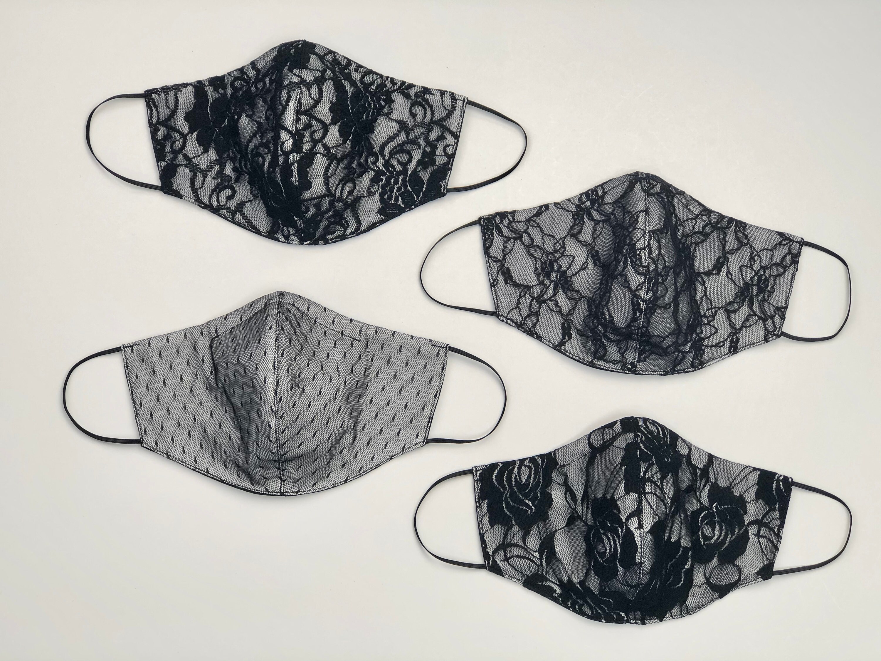 Reusable Fitted BLACK LACE Face Mask With 100 Cotton Linings Etsy