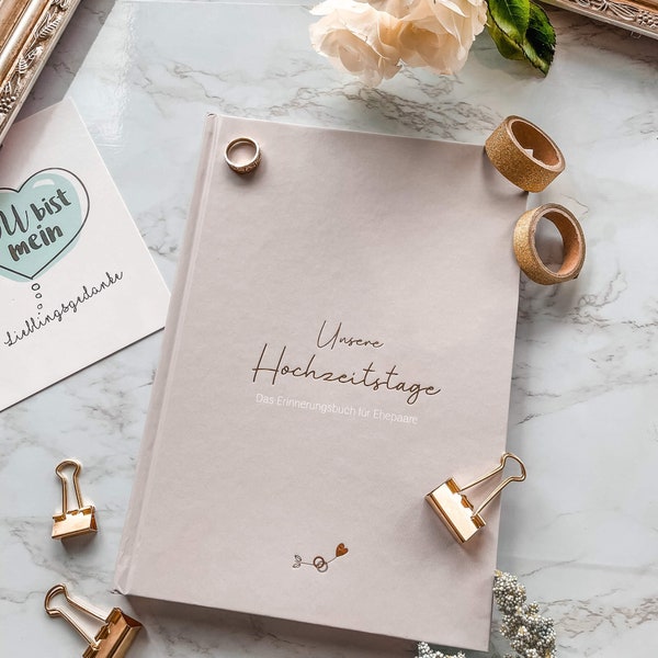 LEAF & GOLD® Hochzeitstag Tagebuch I Hochzeitsgeschenk I Buch zur Hochzeit I Geschenk für die Ehe I Hochzeitstag Geschenke