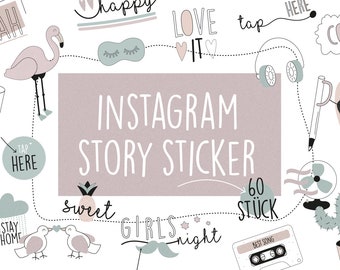 CUPCAKES & KISSES® 60 Instagram Story Stickers Mixed for Travel, Fitness, Party, Cooking and More - Bonus Wallpaper