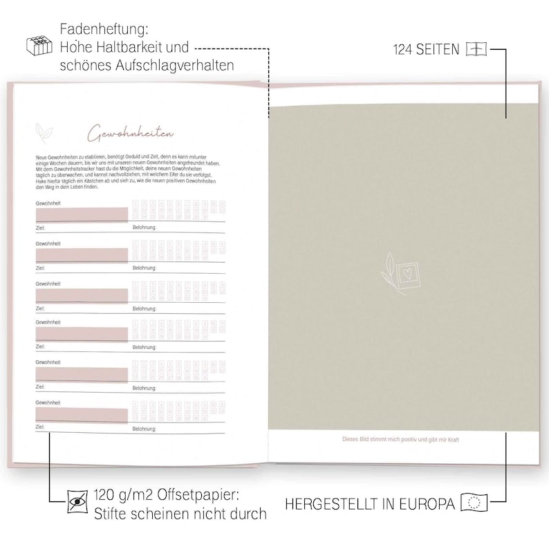 LEAF & GOLD® Dankbarkeitstagebuch I Edles Tagebuch I Achtsamkeitstagebuch I Journal für mehr Glück und Zufriedenheit I Glückstagebuch Bild 2