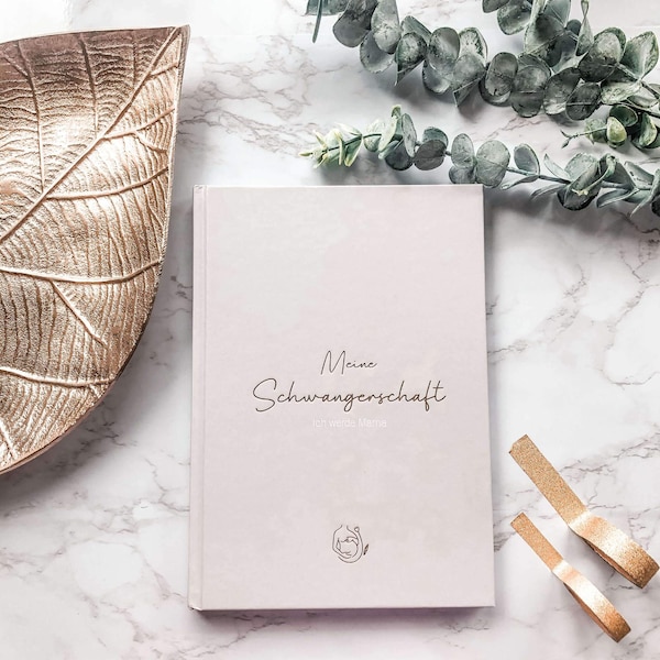 LEAF & GOLD® Schwangerschaftstagebuch - Tagebuch für die Schwangerschaft zum eintragen - Geschenk für Schwangere und werdende Mütter