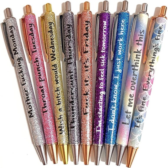 Vulgar day of the week glitter ball point pen set 1.0mm