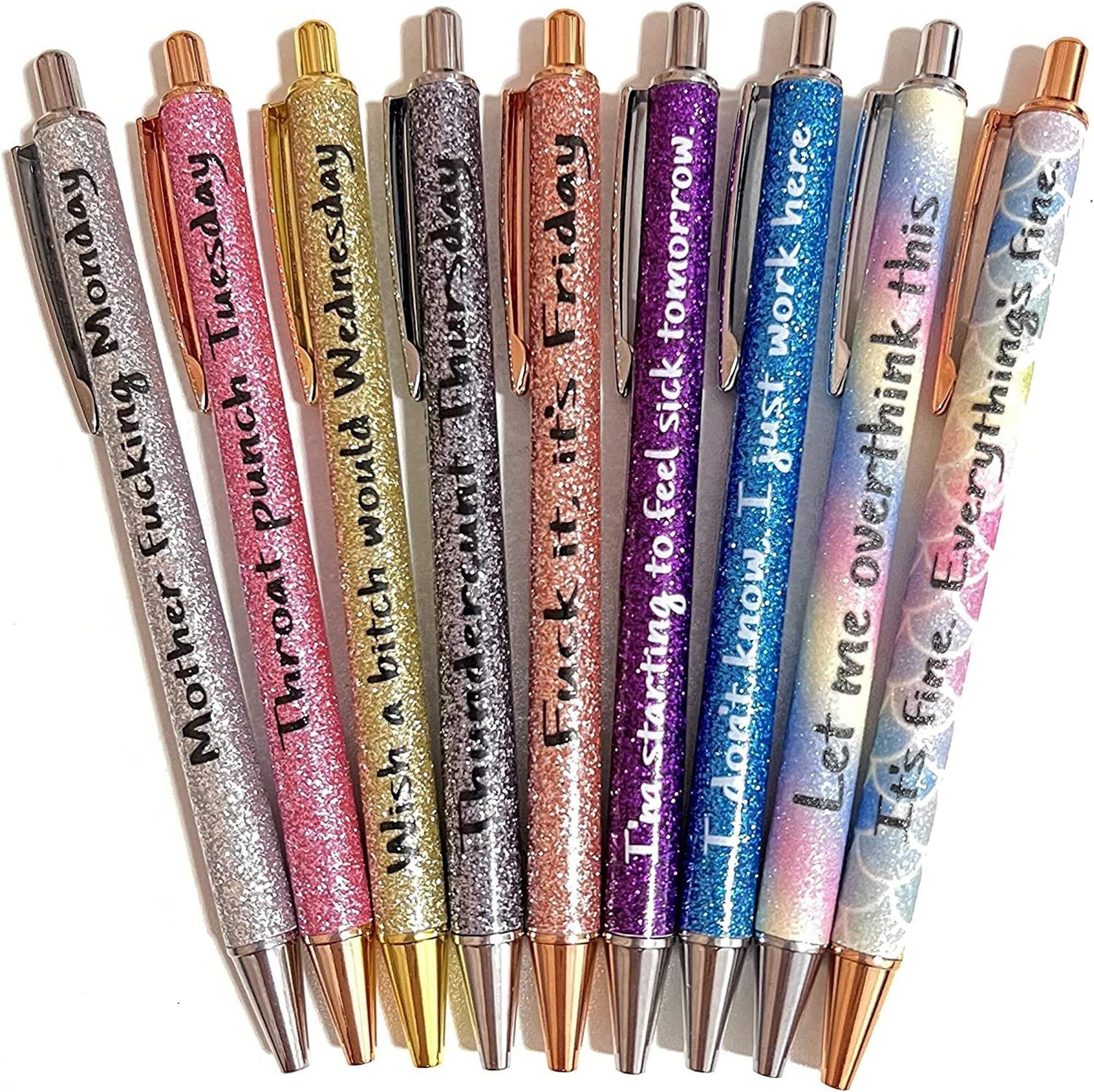 7PCS Funny Pens Swear Word Pen Kit Weekday Vibes Glitter Pen Funny Office  Gift