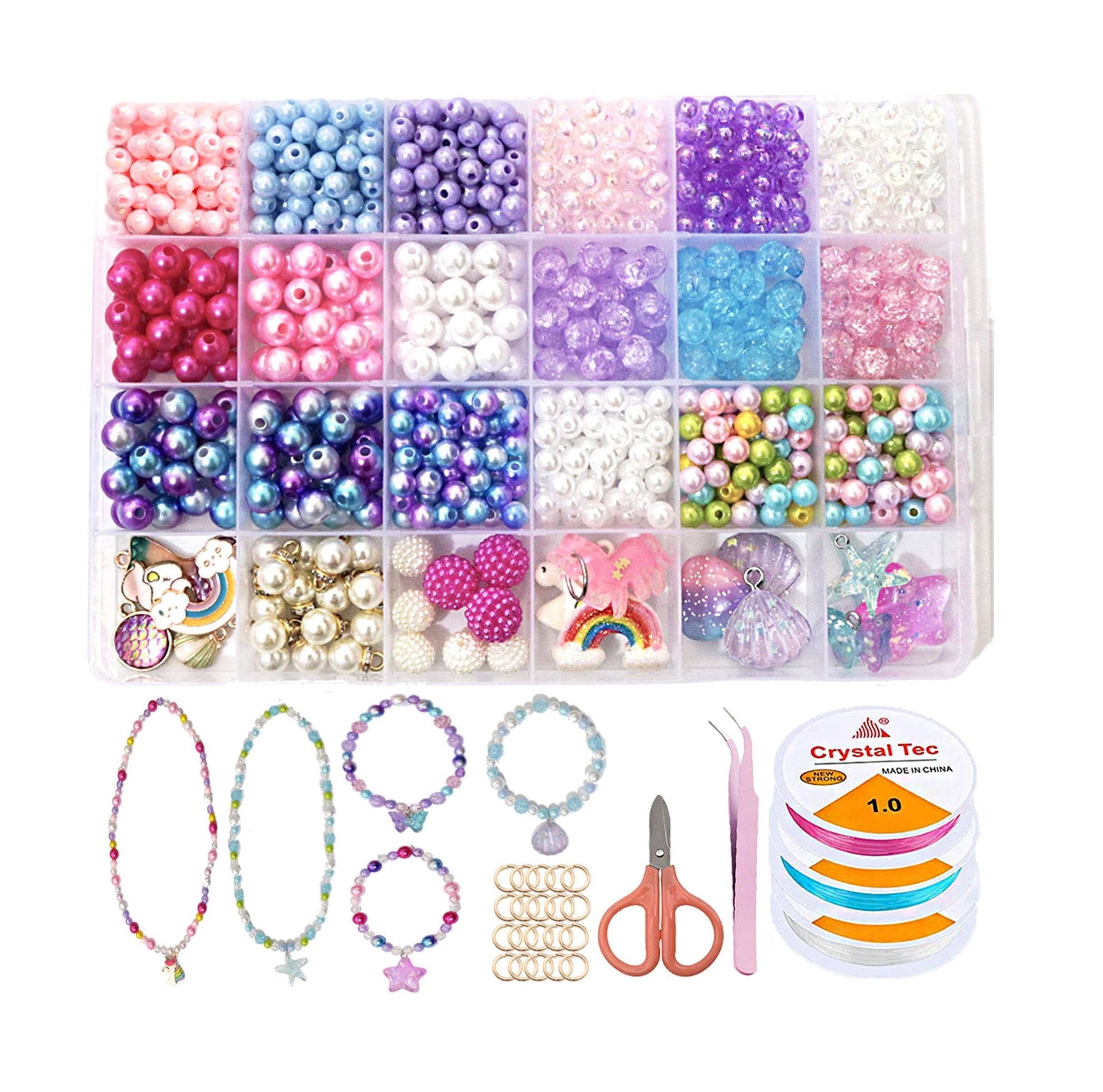 Colorful Toddler Bracelet Making Kit, Pop Beads Girls Princess Jewelry,  Earring, Rings, Necklace Crafts for Girls 5-7, 3, 4 Year Old Gifts 