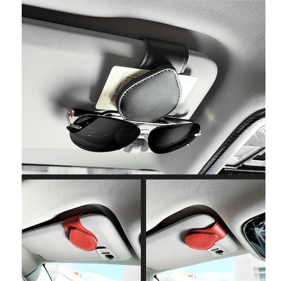 Leder-Sonnenbrillen-Halter für Auto, Universeller magnetischer Auto-Visier- Sonnenbrille-Halter-Clip, Ticket-Karten-Clip - .de