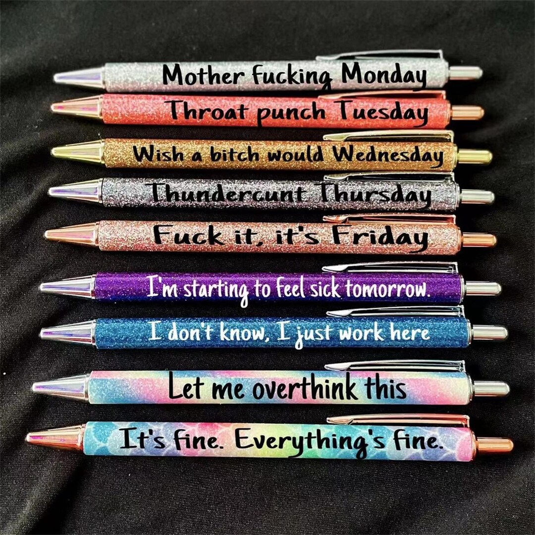 7pcs Funny Pens, Seven Days Of The Week Mood Pens, Swear Word Pens