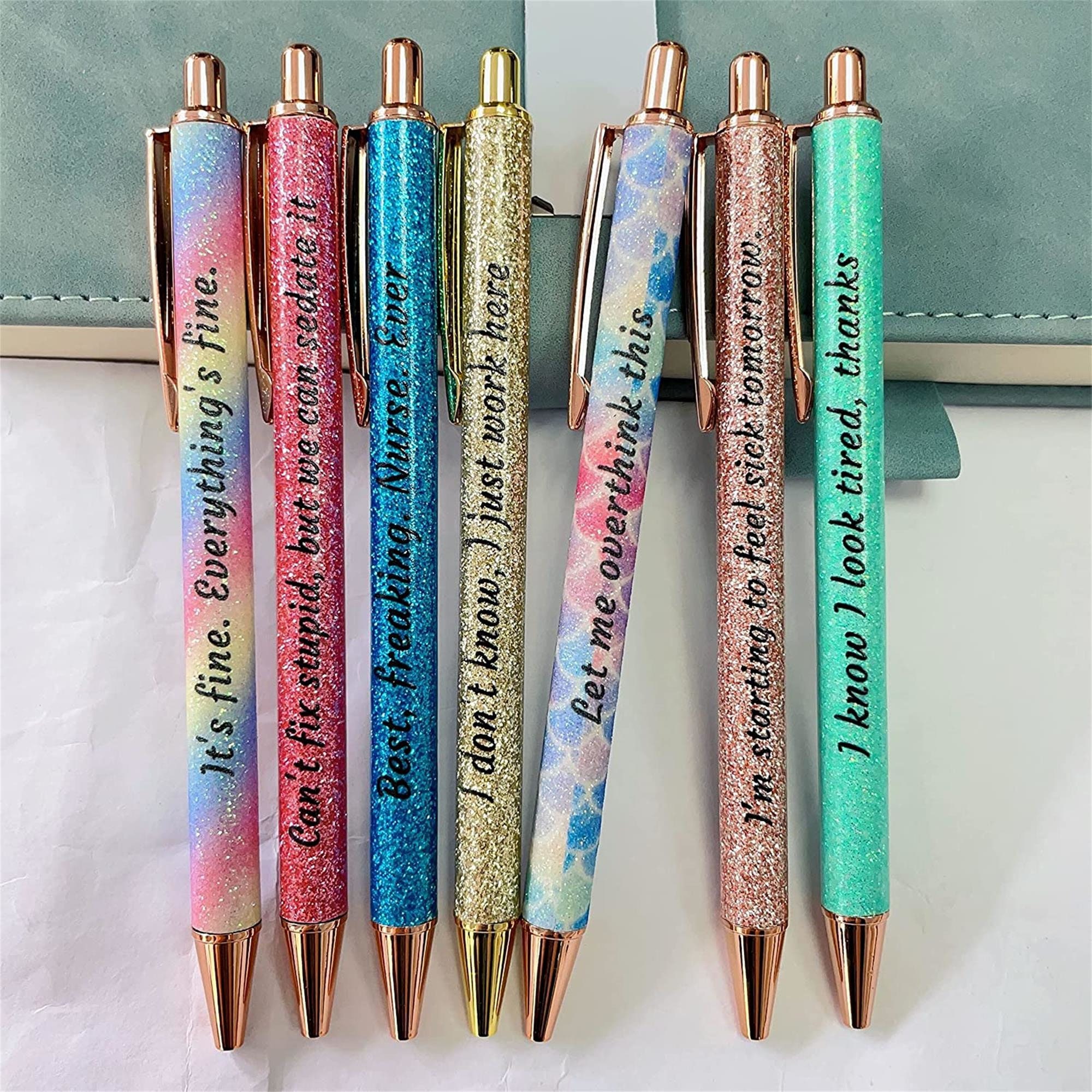 7pcs Funny Pens, Seven Days of the Week Pen Describing Mentality, Vibrant  Negative Passive Pens Gift for Co-worker, Black Ink 1.0 Mm 