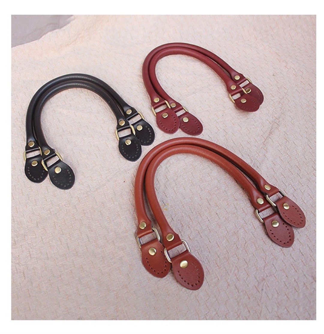 2pcs 16.5 Inches Genuine Leather Purse Handles, Leather Replacement Bag Straps Handle, Cowhide