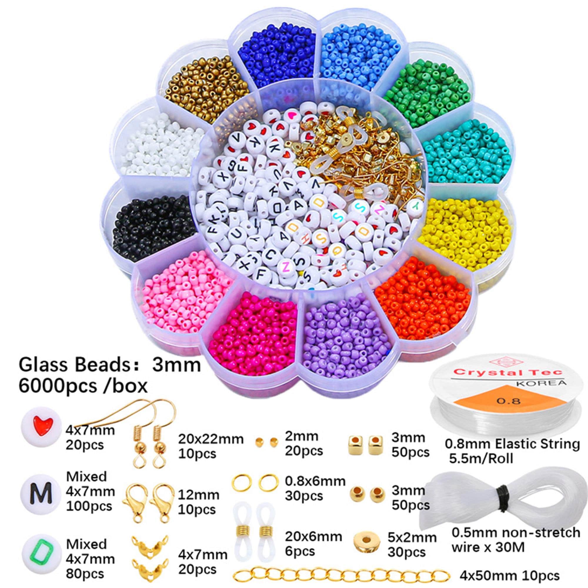 Beads for Bracelets Kit 10000pcs 3mm Glass Seed Beads Multi Color and  280pcs Alphabet Letter Beads for DIY Jewelry Name Bracelets Making and  Crafts