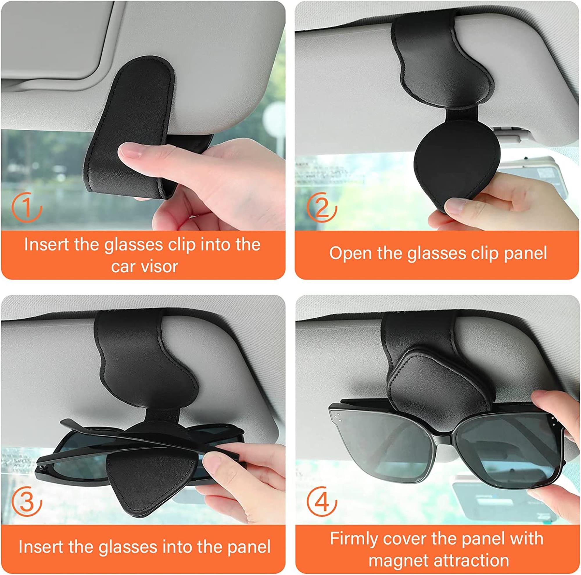 Leder-Sonnenbrillen-Halter für Auto, Universeller magnetischer