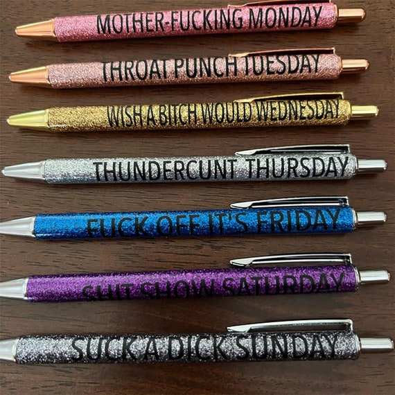 Vulgar day of the week glitter ball point pen set 1.0mm