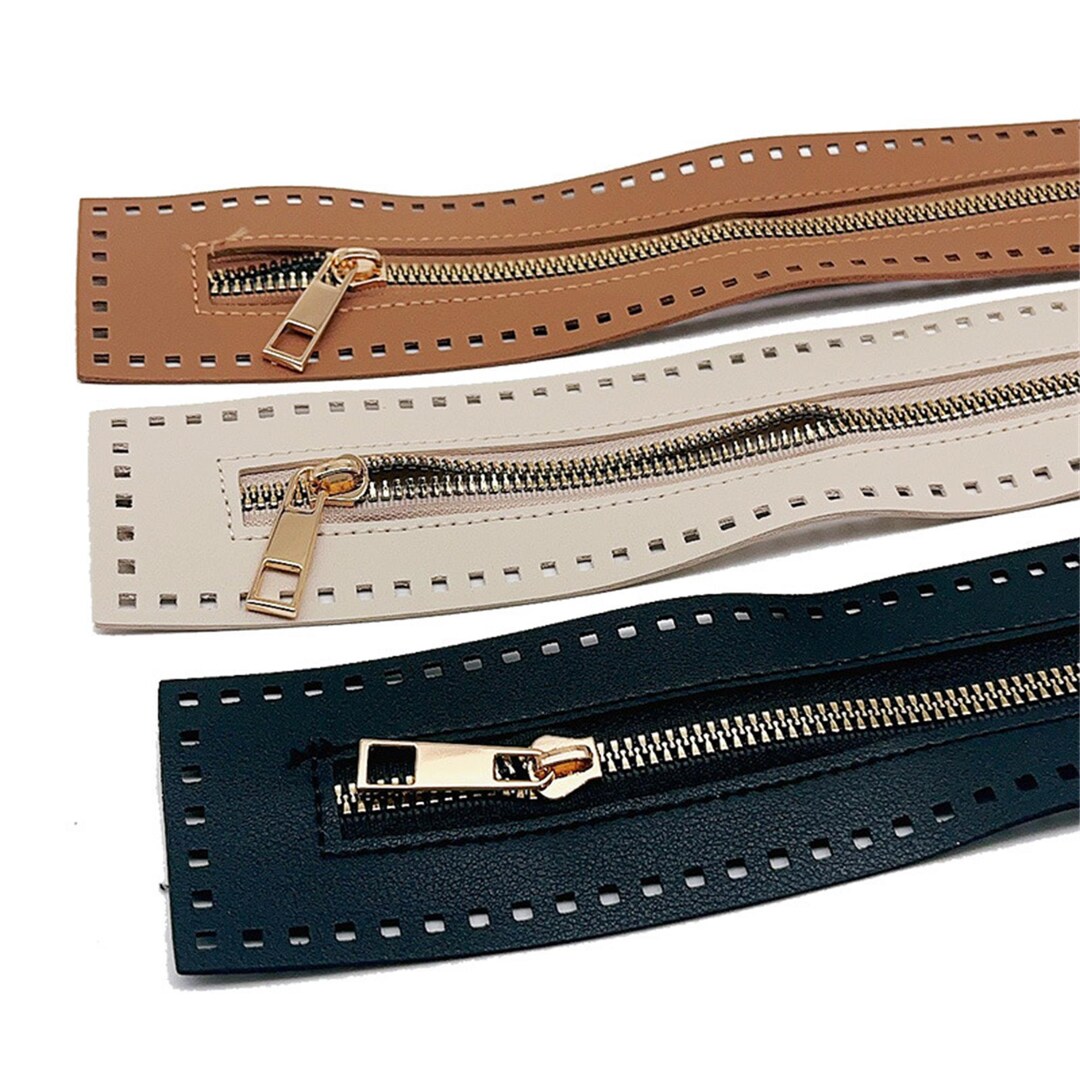 27CM & 55CM PU Leather Zippers, Sewable Zippers With Holes, Sewing