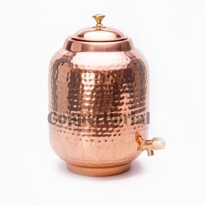 Copper Vessel Storage Pot Dispenser Jar Christmas Gift Hammered Copper Water Pot Natural Water Storage Handmade Water Pot
