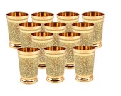 Indian Handmade Embossed Designer Brass Mint Julep Cup Goblet Tumbler Capacity 10 Ounce Each