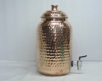 Storage Water 18 LTR Hammered Copper Water Dispenser Container Pot Tank Matka