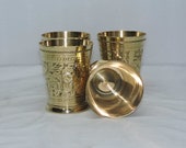 Indian Hanmade Embossed Finish Designer Brass Mint Julep Cup Goblet Tumbler Capacity 12 Ounce Each