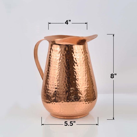 100% Pure Copper Pitcher with Lid by Copper Mules