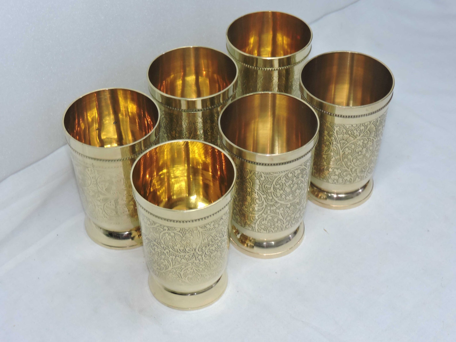 Indian Handmade Embossed Designer Brass Mint Julep Cup Goblet Etsy