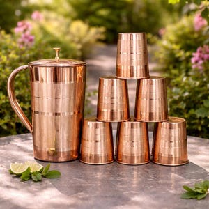 Handcrafted Copper Water Jug with Lid – 1650 ML Ayurvedic Health Pitcher