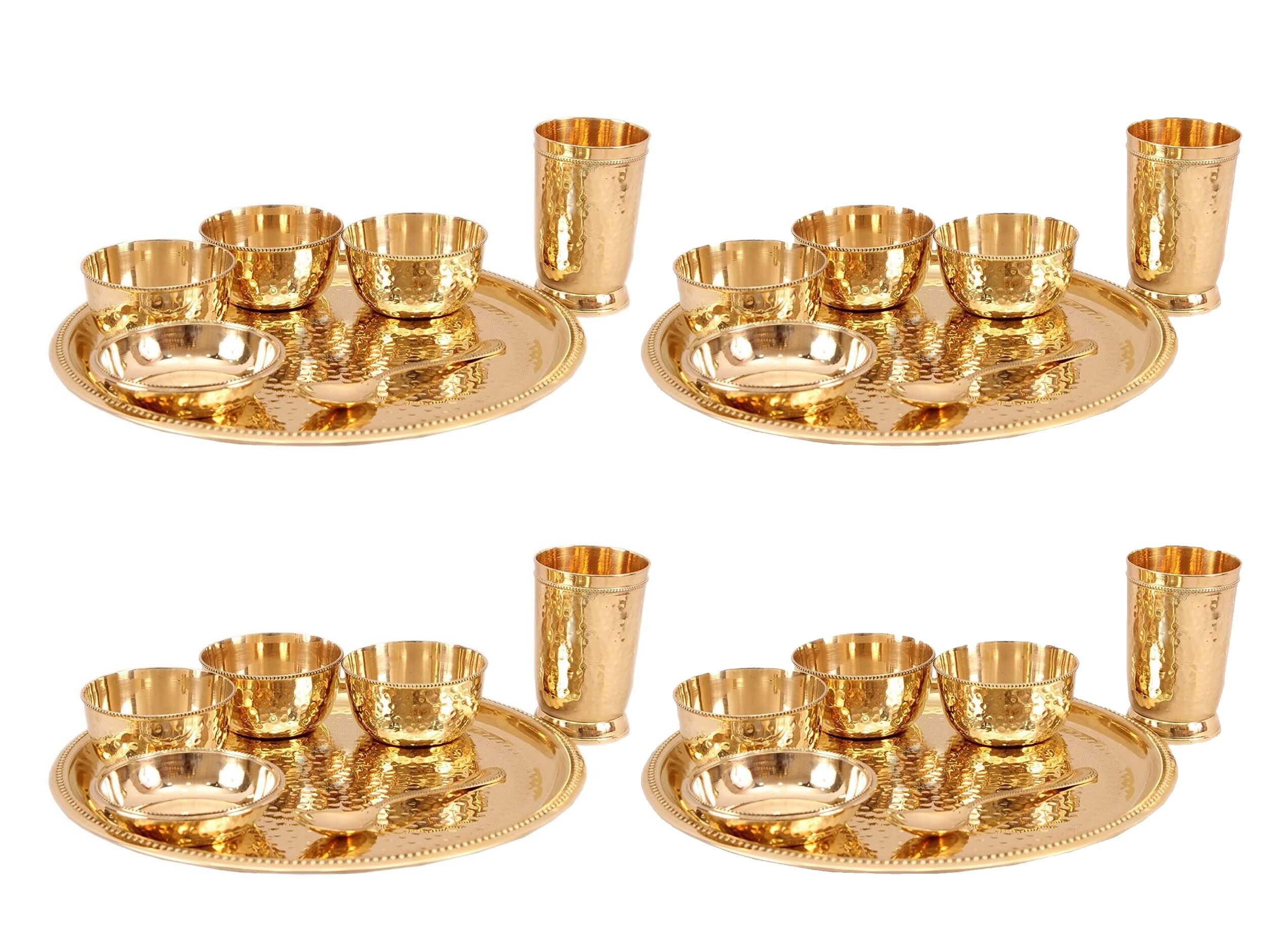 Brass Royal Dinnerware Set | Pure Brass Dinner Set with Etching work