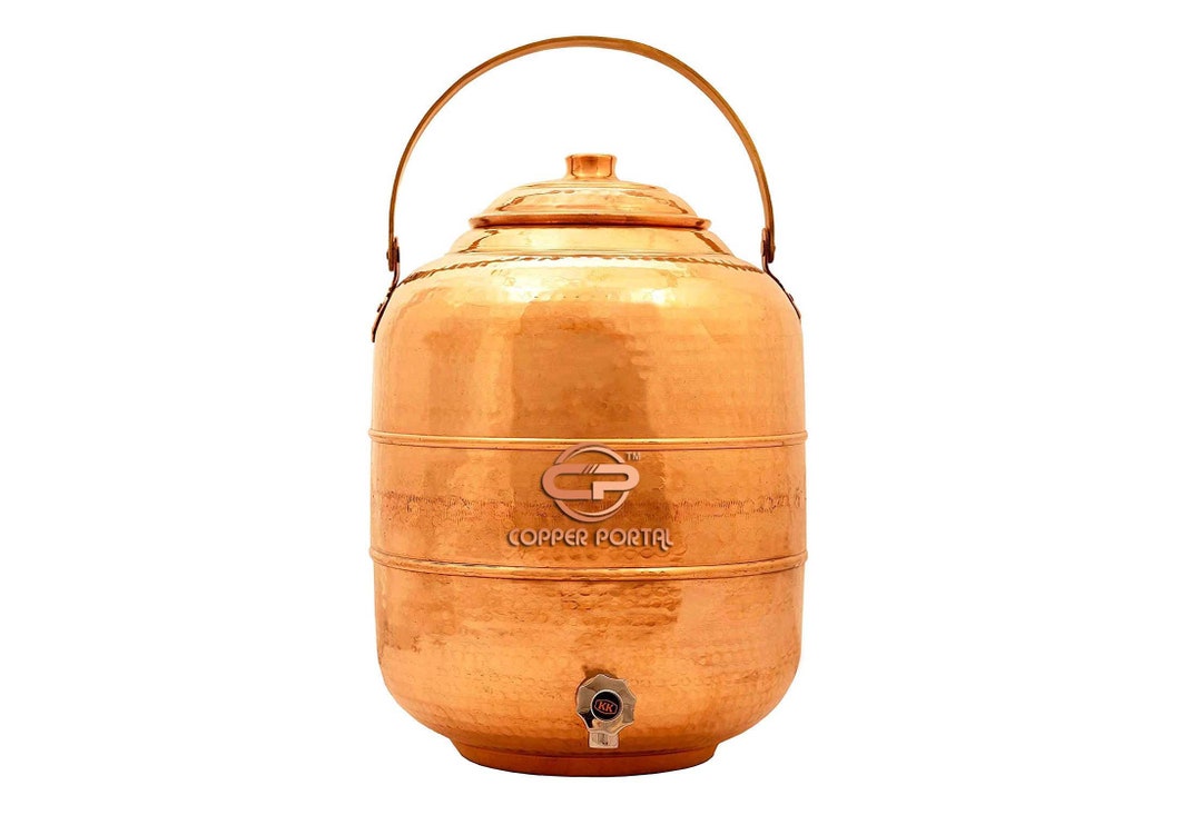 Copper Portal Hammered Pure Copper Water Dispenser Matka Ayurveda
