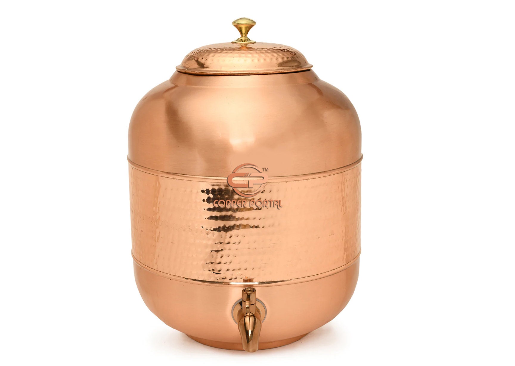 Copper Portal Hammered Finish Seamless Pure Copper Water Dispenser
