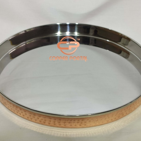 Copper Steel Dinner Plate 12 Inches thali plate Indain Handmade  100% Pure Made In India Hammered Finish