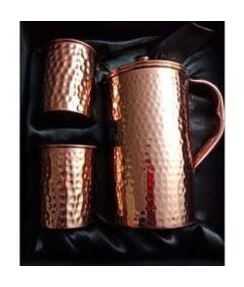 100% Pure Copper Tumbler Jug Pitcher and Copper Tumbler Glass Set High quality Copper Aniversary gift pack image 3