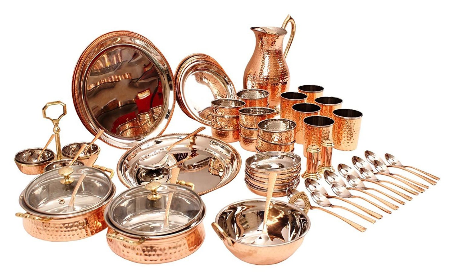 63 Piece Steel Copper Dinner Set Serving Dinner Tableware Home Etsy