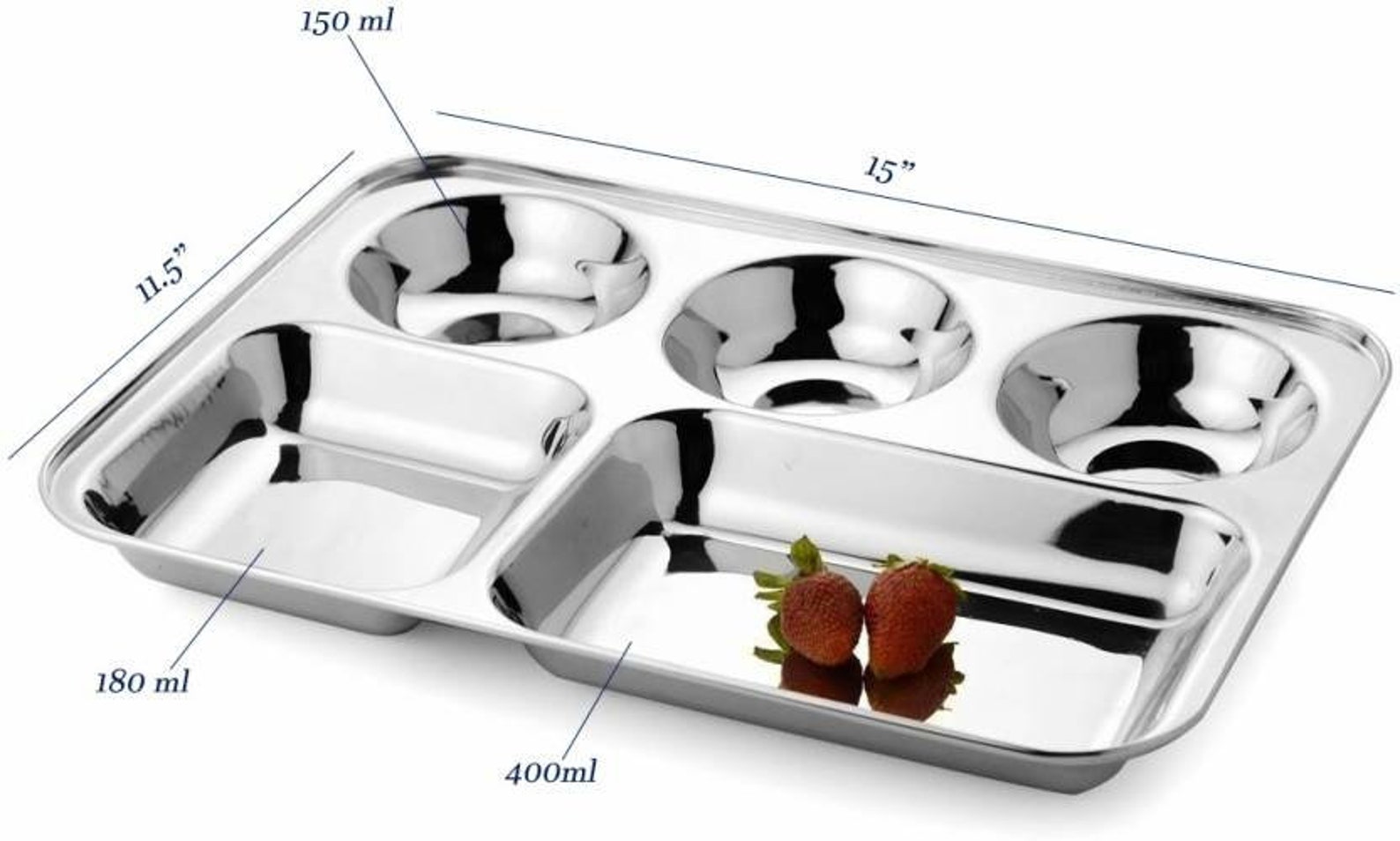 Stainless Steel Five Compartment Rectangular Plates Thali Etsy UK