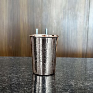 Pure Copper Antic Half Emboss Designer Tumbler – Handcrafted Water Glass (300 ML)