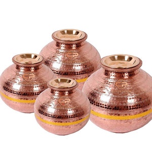 Copper Pot Matka Vessel Designer 100% Pure Copper Water Dispenser, Container Pot (Matka)