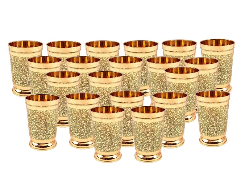 Indian Handmade Embossed Designer Brass Mint Julep Cup Goblet Etsy