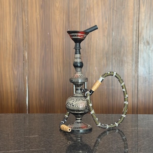 Vintage Brass Folding Hookah – Handcrafted Indian Hukka Set, Golden Decor