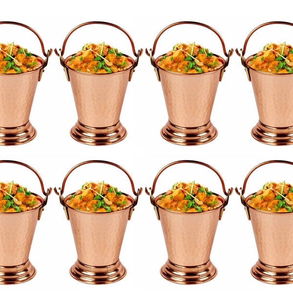 Copper Bucket Balti Kadai for Serving Dishes Kitchenware and Tableware Serving Dishes Home Restaurant Hotel 400 ML (4 Inch)