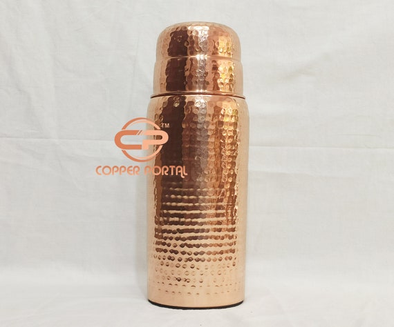 100% Pure Copper Water Bottle Handcrafted 64 Oz Extra Large Copper