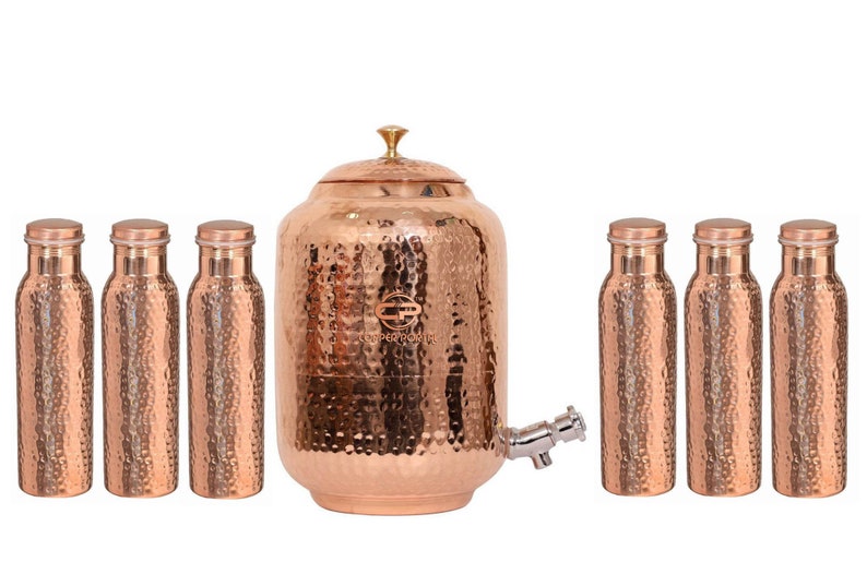 5 Litre Hammered Copper Water Dispenser matka/pot Container Etsy