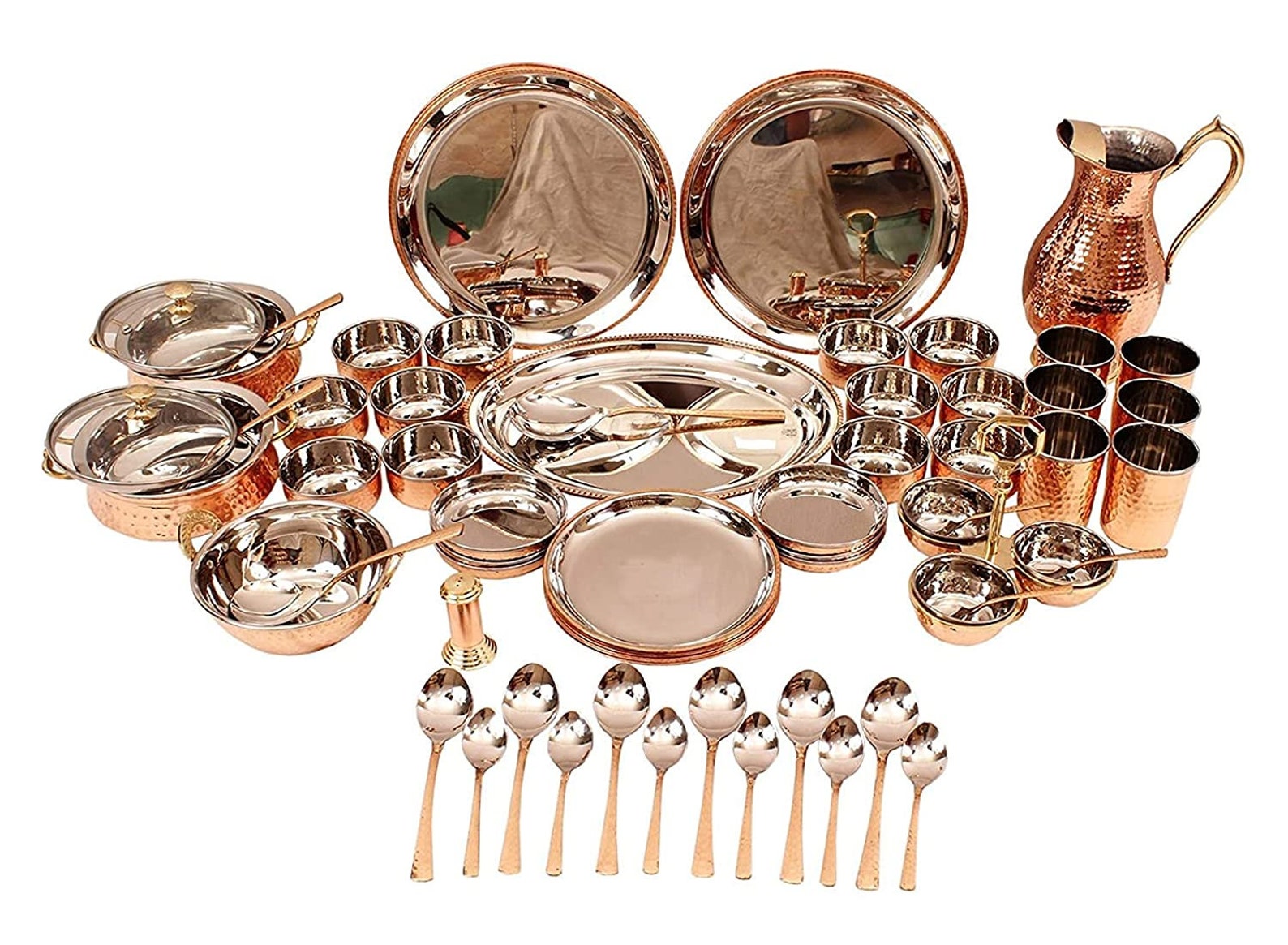 63 Piece Steel Copper Dinner Set Serving Dinner Tableware Home Etsy