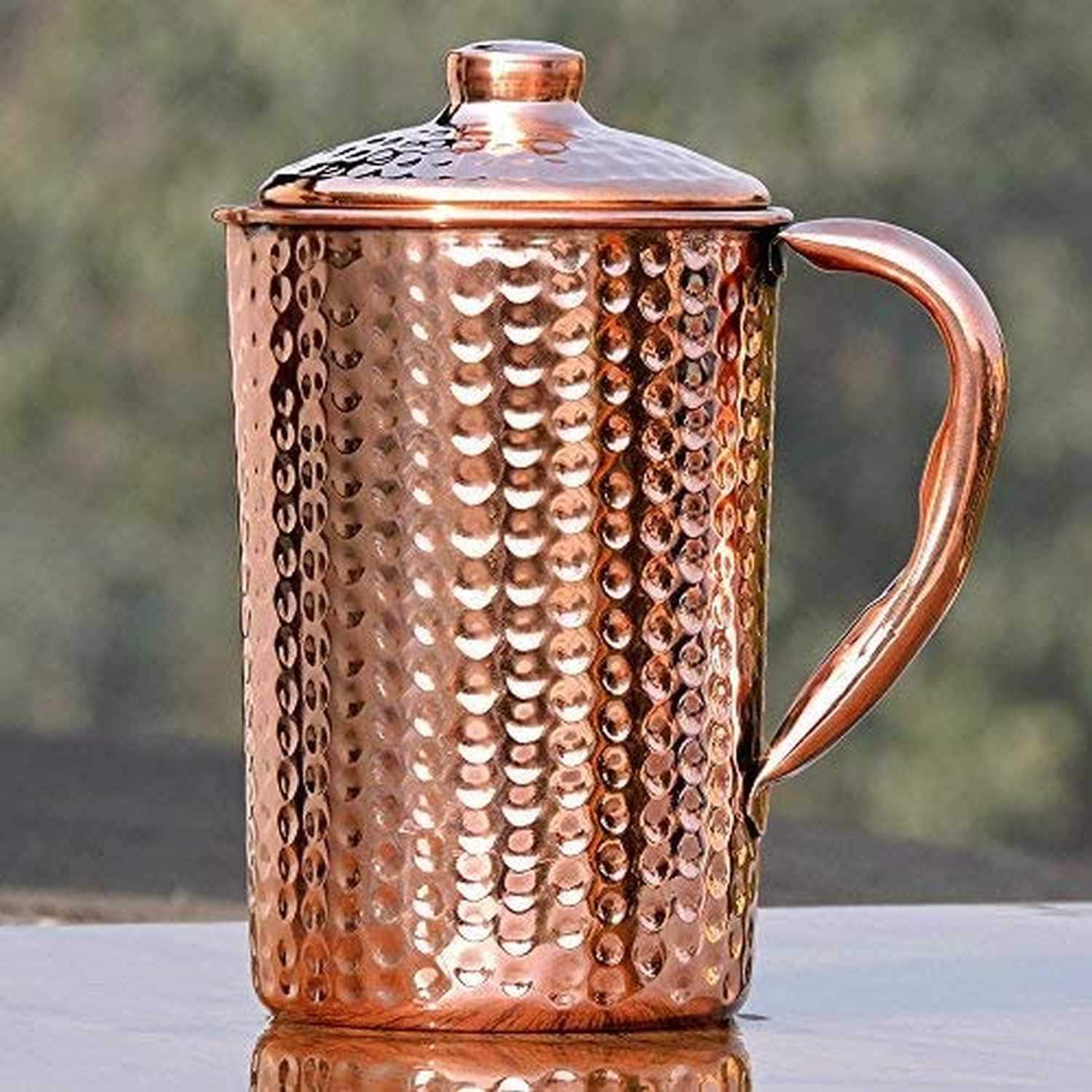 Hammered Copper Water Jug for Ayurveda Pure Copper Pitcher Extra Large 70 oz 