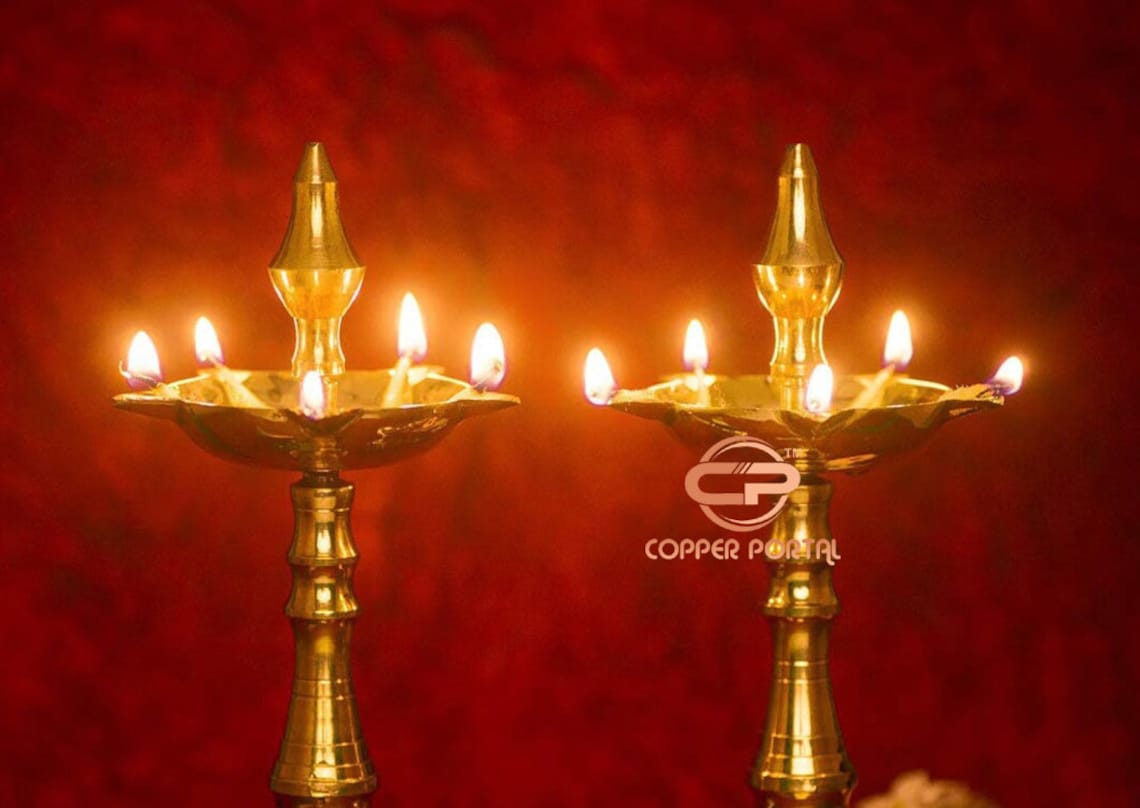 Brass Diya Oil Lamp / Kith Vilakku for Puja / House Warming Etsy